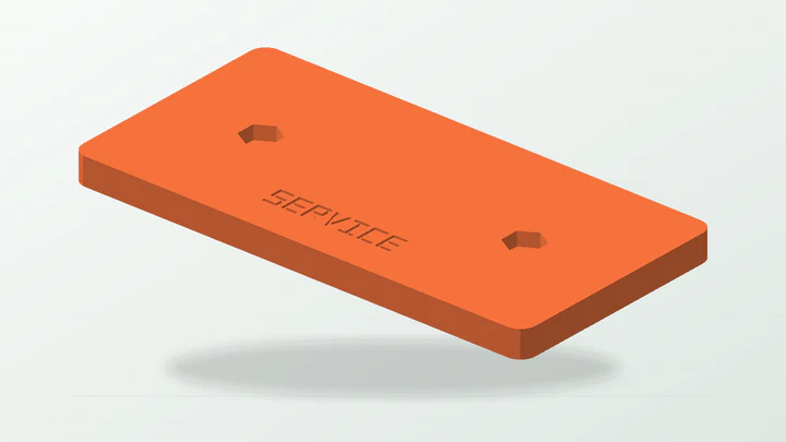 Captive-nut service plate, rendered from its starter dimensions