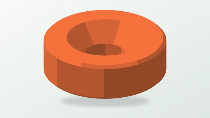 Countersunk mounting spacer, rendered from its starter dimensions