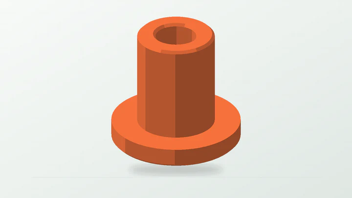 Flanged drill-guide bushing, rendered from its starter dimensions