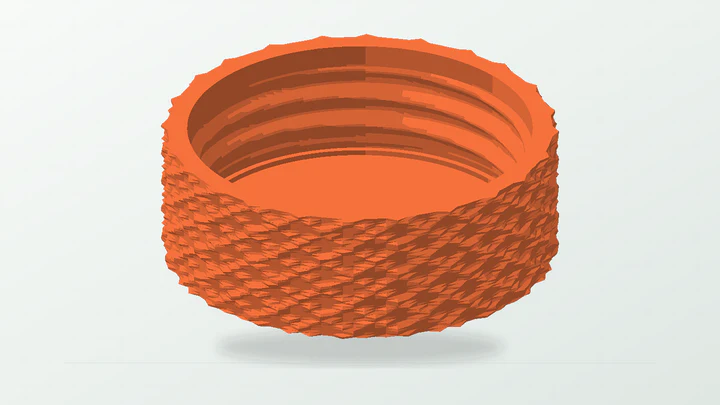Gasket-seat replacement cap, rendered from its starter dimensions