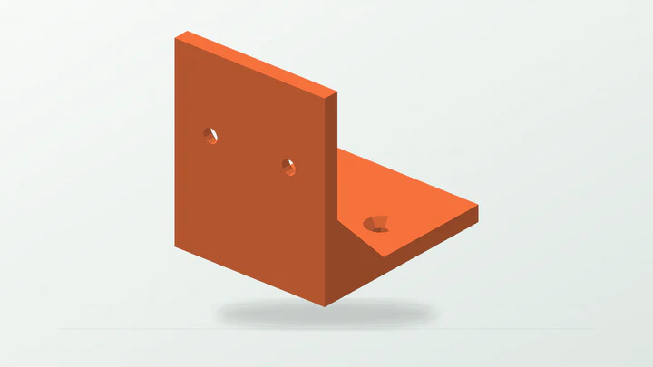 Gusseted shelf bracket, rendered from its starter dimensions