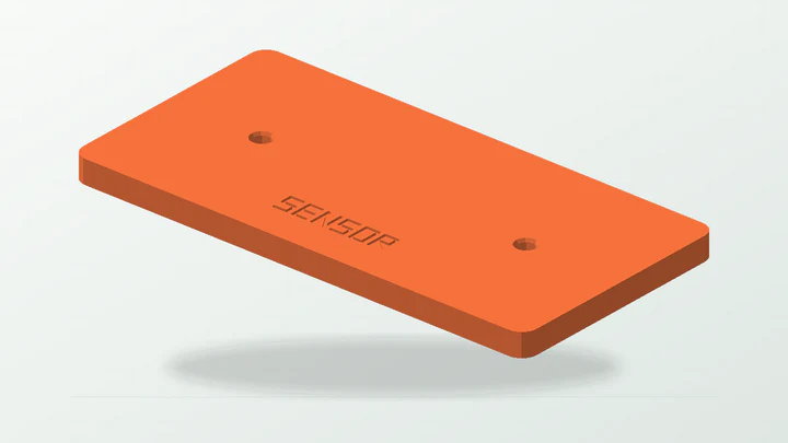 Labelled insert mounting plate, rendered from its starter dimensions