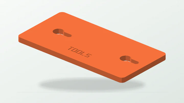 Labelled tool mount, rendered from its starter dimensions
