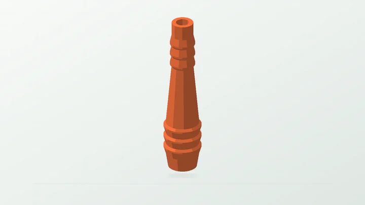 Low-pressure hose step joiner, rendered from its starter dimensions