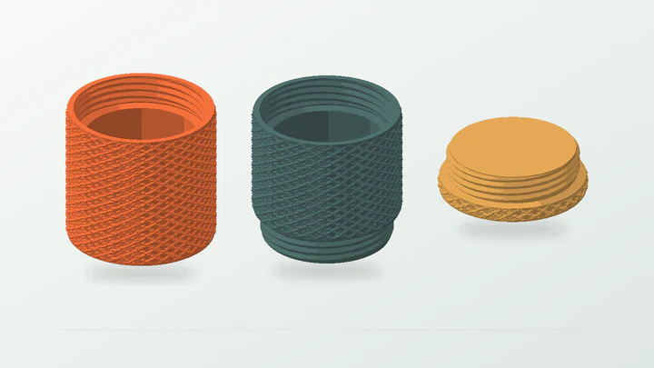 Modular parts canister, rendered from its starter dimensions