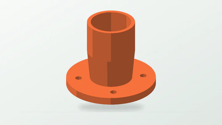 Panel-flange socket inlet, rendered from its starter dimensions