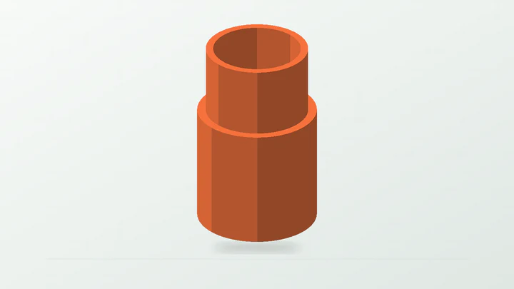 Socket repair coupling, rendered from its starter dimensions