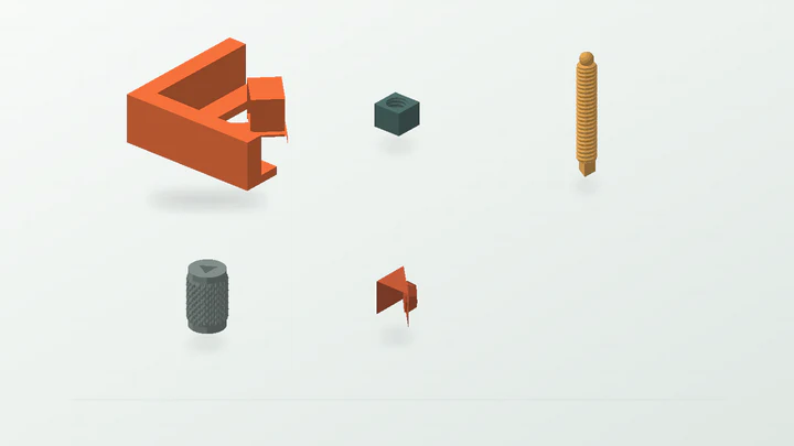Small corner assembly clamp, rendered from its starter dimensions