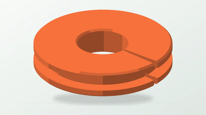 Split cable pass-through, rendered from its starter dimensions