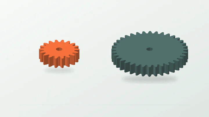2:1 gear pair, rendered from its starter dimensions